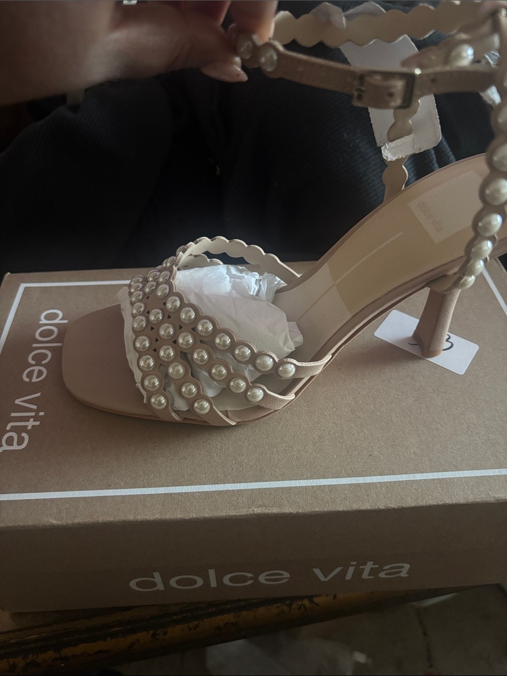 Dolce Vita Pearl-Strap Blush Heeled Sandal